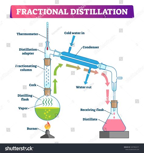 Fractional Distillation Vector Illustration Labeled Educational Stock Vector (Royalty Free ...