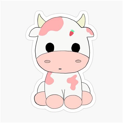 Strawberry Cow Sticker by jasminrogerss | Cute stickers, Cute cartoon drawings, Preppy stickers