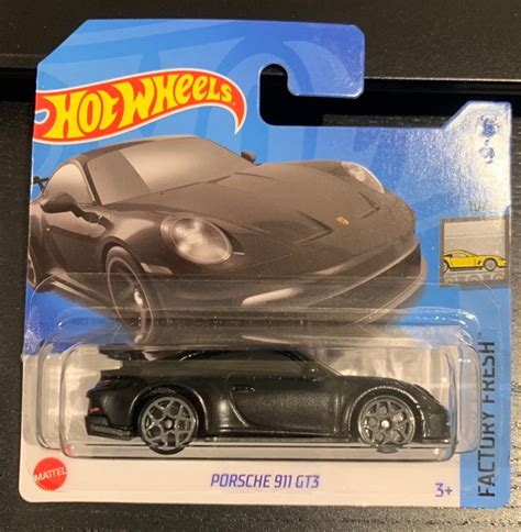 Hot Wheels Porsche 911 Gt3-matte Black With Grey Wheels Short - Etsy