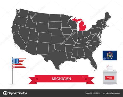 Presidential Elections Michigan State Flag Ballot Box Silhouette Usa Map Stock Vector by ...