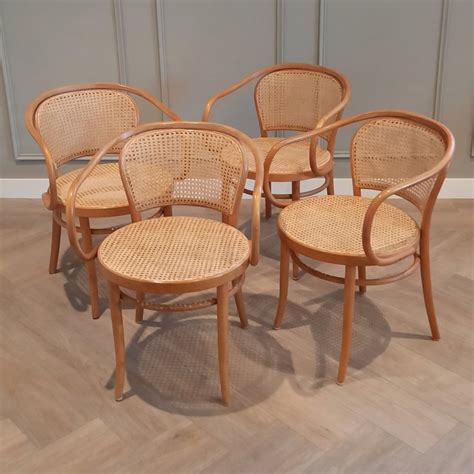 Set of 4 No. 210 Bentwood & Rattan Dining Chairs, Ligna 1960s/1970s ...