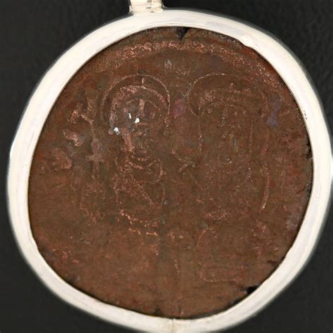 Ancient Byzantine AE Follis Coin of Justin II and Sophia, ca. 565 AD | EBTH