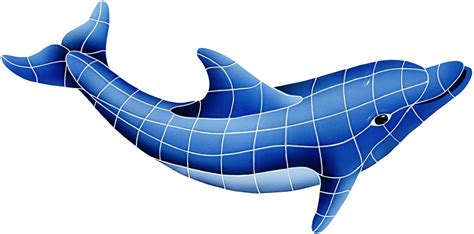 Dolphin Right Ceramic Pool Mosaic by Artistry in Mosaics | DOLBLURS - Blue Water Pool Mosaics ...
