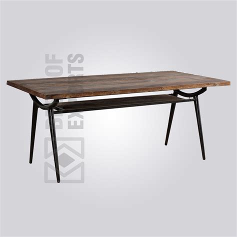 Distressed Wooden Top Storage Dining Table - Best of Exports