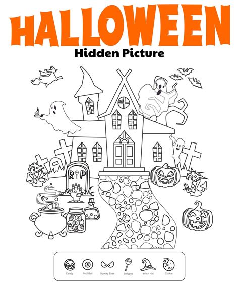 Halloween Hidden Picture - 15 Free PDF Printables | Printablee | Spooky ...