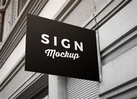 For Wall Mounted Rectangle Shape Signage Mockup PSD - Good Mockups