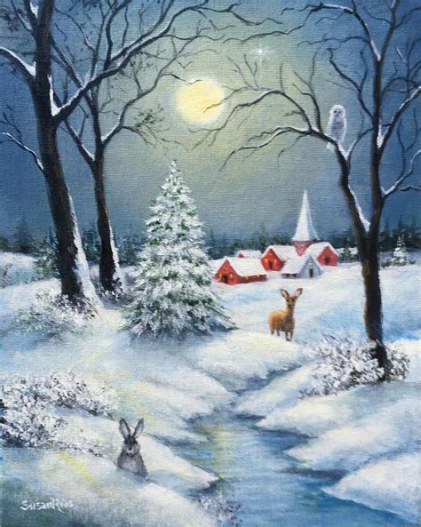 Christmas Winter Snow Scene Christmas Print Christmas Art | Etsy | Christmas landscape, Winter ...