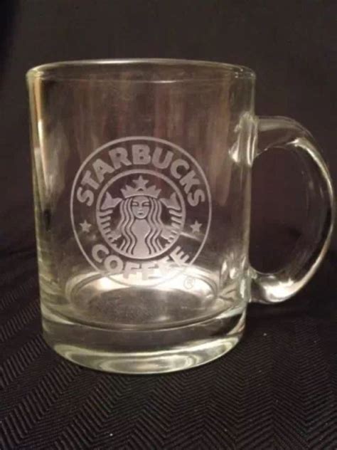 Starbucks Mermaid Siren Logo Etched CLear Glass Coffee Mug Cup USA ...