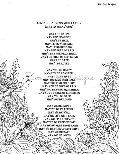 Loving-kindness Meditation Script Coloring Page Metta Bhevana ...