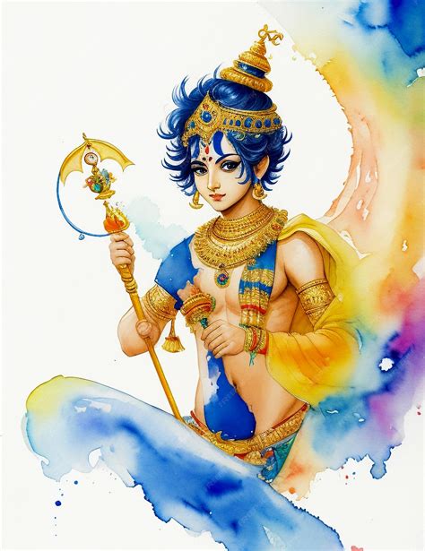 Premium AI Image | Hand painted watercolor krishna janmashtami holiday background illustration