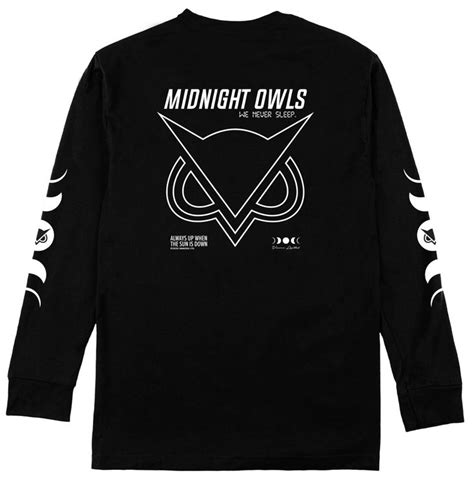 VANOSS® | MIDNIGHT OWLS LONG-SLEEVE TEE (BLACK) (BACK) Sleeves Tees ...