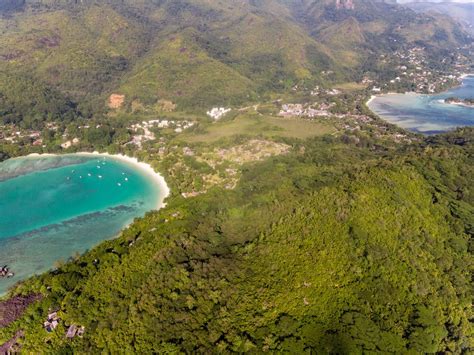 Aerial view shows the luxurious beach hotel Nikki Beach Resort & Spa, with rooftop bar, private ...