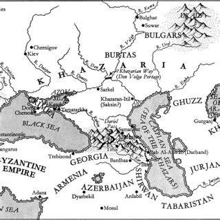 Map of what was Khazaria in relation to surrounding peoples and ...