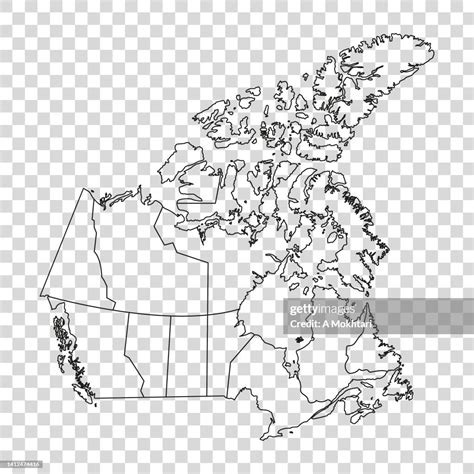 Map Of Canada In Line Drawing On A Transparent Background High-Res ...