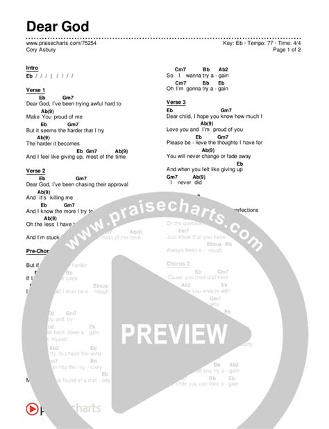 Dear God Chords PDF (Cory Asbury) - PraiseCharts