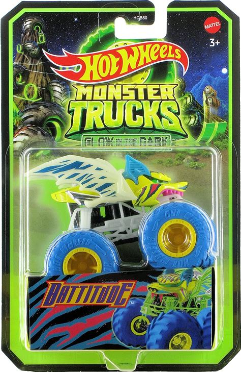 Amazon.com: Hot Wheels 2023 Monster Trucks 1:64 Scale Diecast Glow in The Dark Battitude : Toys ...