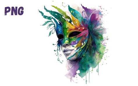 Mardi Gras Mask Watercolor V5 Graphic by NESMLY · Creative Fabrica