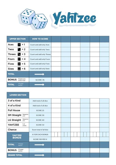 Yahtzee Score Sheets Printable Activity Shelter Yahtzee Score Sheet ...