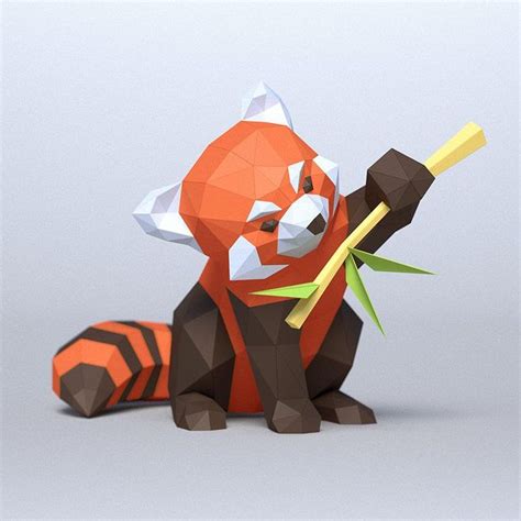 DIY Red Panda 3D Papercraft Template (PDF Kit) © GoPaperCraft | Paper ...