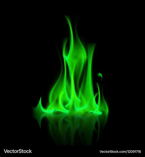 Green magic fire flame bonfire Royalty Free Vector Image