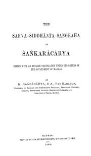 Sarva Siddhanta Sangraha With English Translation M Rangacharya 1909 (Madras) : Sankaracharya, M ...