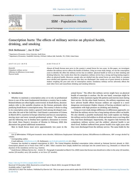 (PDF) Conscription hurts: The effects of military service on physical ...