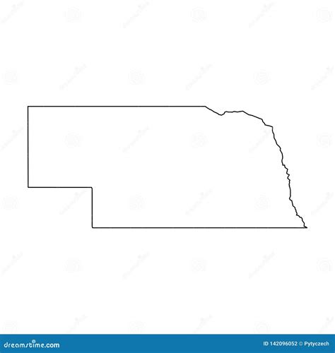 Nebraska, State of USA - Solid Black Outline Map of Country Area ...