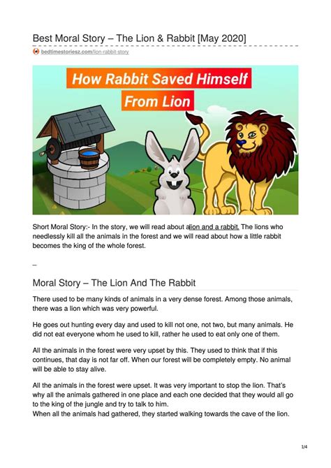 Moral Story for kids The Lion and the Rabbit by Bedtime storiesZ - Issuu