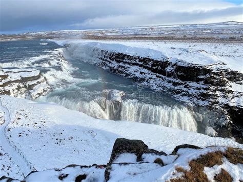 A View of Gullfoss Waterfall in Winter Stock Photo - Image of gullfoss, snow: 270374244