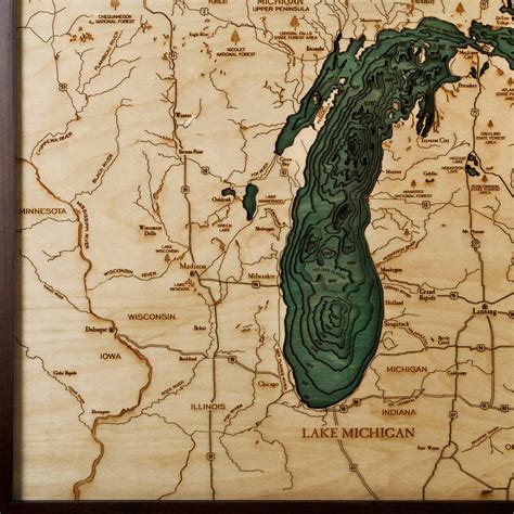 The Great Lakes Wooden Map Art | Topographic 3D Chart