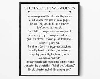 Tale of the Two Wolves Poster - Etsy