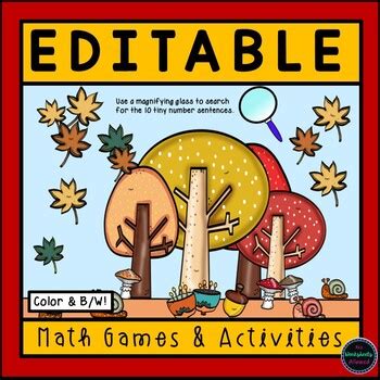 Editable Addition and Subtraction Games for Fall by No Worksheets Allowed