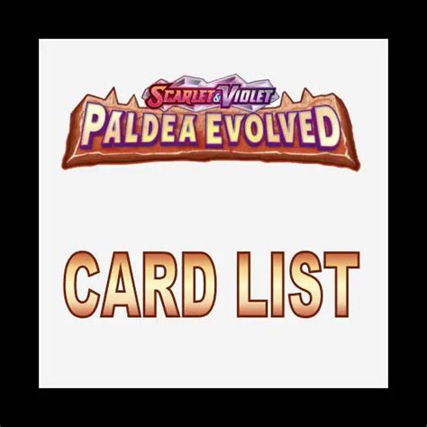 Paldea Evolved Card List - Complete - Coded Yellow