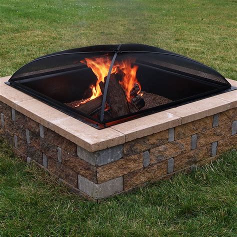 Sunnydaze Fire Pit Spark Screen Cover - Outdoor Heavy Duty Steel Square ...