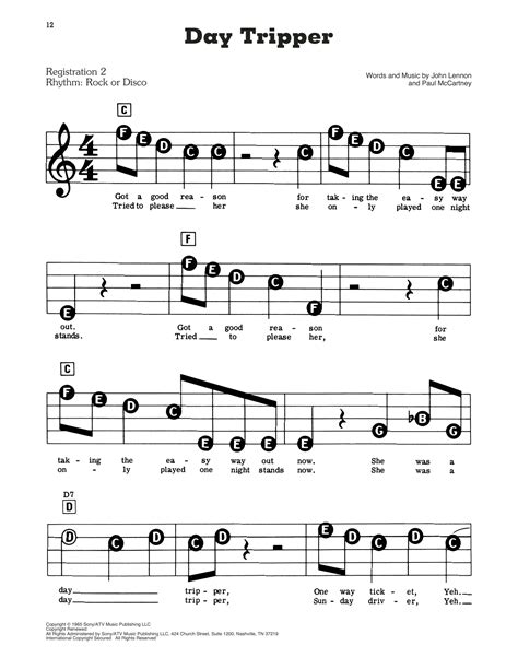 Day Tripper by The Beatles Sheet Music for E-Z Play Today at Sheet ...