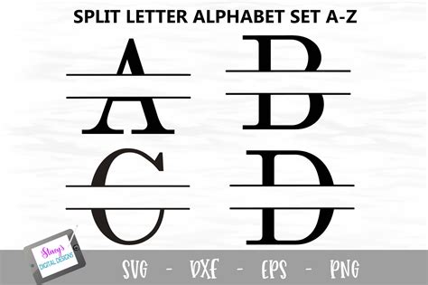 Alphabet Svg Split Letter Monogram Svg Split Font Svg Files For ...