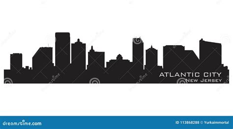 Atlantic City, New Jersey Skyline. Detailed Silhouette Stock Vector ...