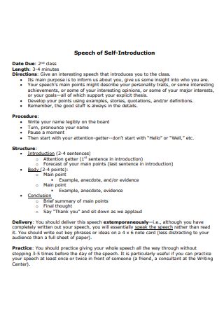 FREE 14+ Self-Introduction Speech Sample, PDF, MS Word