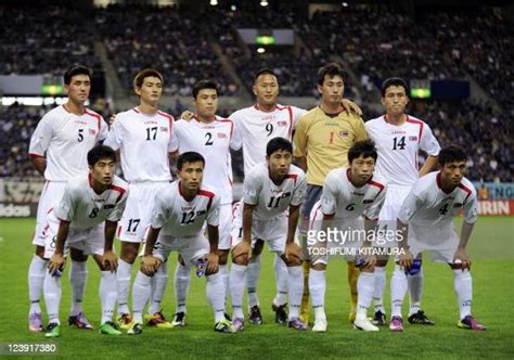 North Korean football team players pose prior to their 2014 World Cup ...