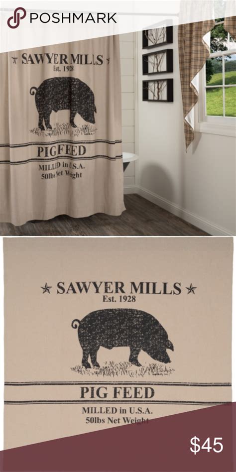 Primitive FarmhouseSawyer Mill PIG Shower Curtain | Colorful curtains, Clothes design, Shower ...