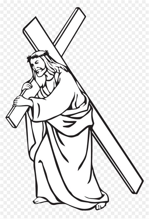 Bible Stations Of The Cross Christian Cross Carrying - Clip Art Jesus Carrying The Cross, HD Png ...