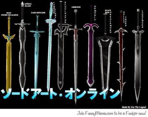 Sword Art Online: Weapons List