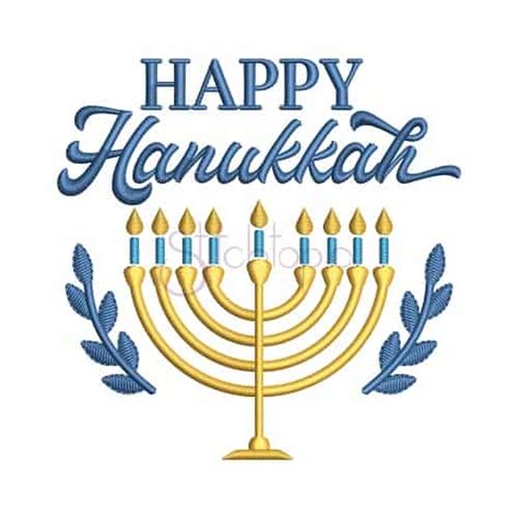 Happy Hanukkah Menorah Embroidery Design - Stitchtopia