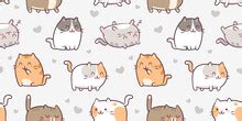 Seamless Cute Cartoon Cat Pattern Free Stock Photo - Public Domain Pictures