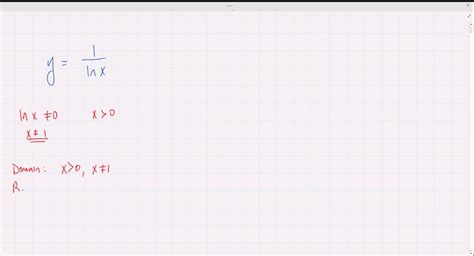 SOLVED:Find the domain and range of each function. y=(1)/(lnx)