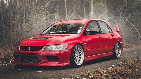 Papeis de parede 1366x768 Mitsubishi Lancer Evolution IX Vermelho ...