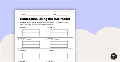 Subtraction Using the Bar Model - Worksheet | Teach Starter