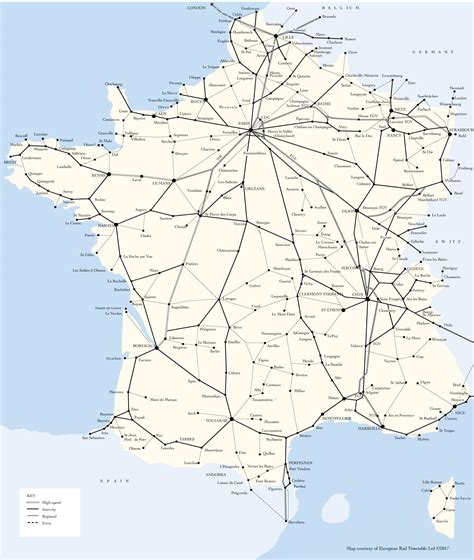 France train map - Map of train lines in France (Western Europe - Europe)