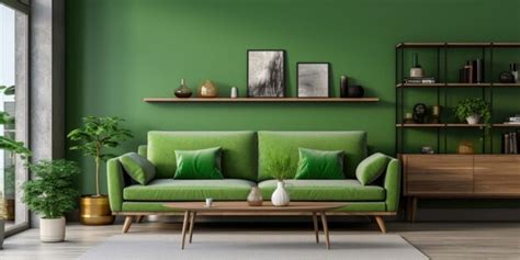 Premium Photo | Modern interior design of living room with green sofa ...