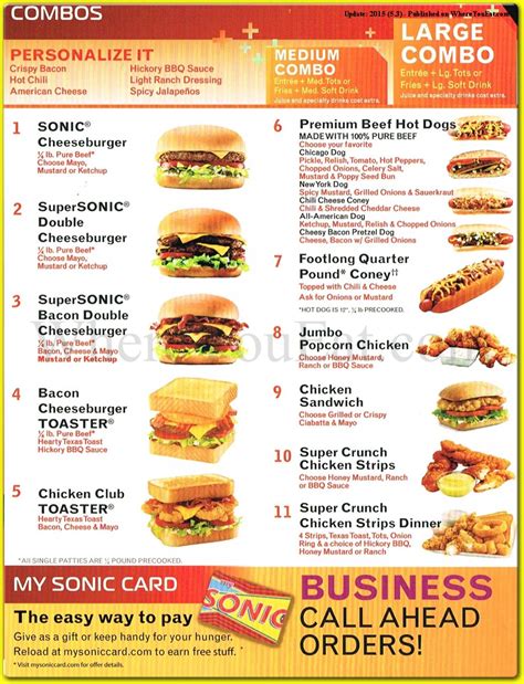 Sonic Restaurant Menu